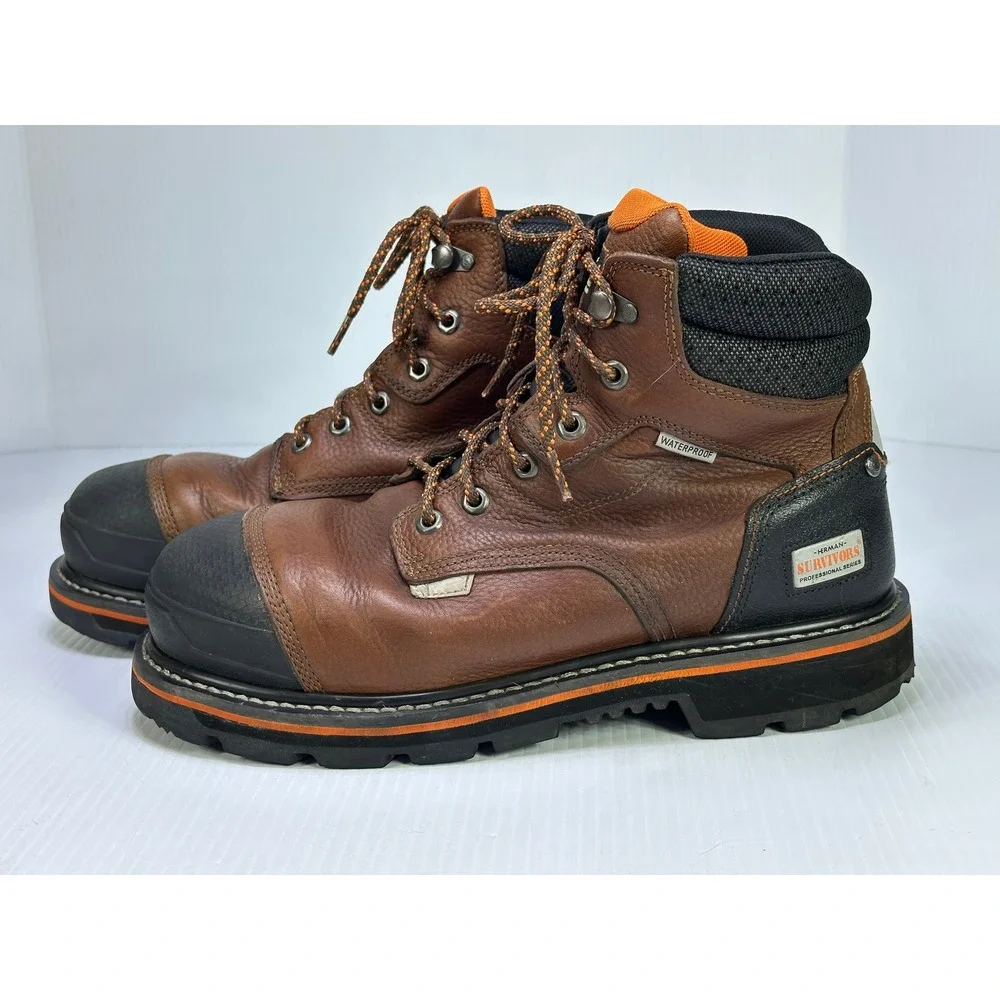 Herman Survivors Mens Brown Leather Steel Toe Work Boots ASTM F2413-18 10.5